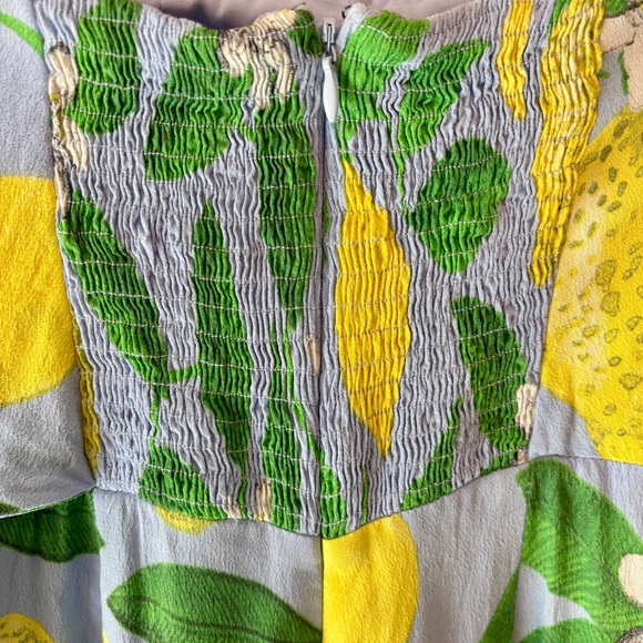 Anthropologie x Maeve Lemon Grove Strapless Lemon-Blue Wide-Leg Jumpsuit size 6 - Picture 11 of 14